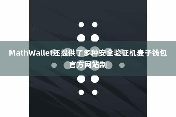MathWallet还提供了多种安全验证机麦子钱包官方网站制