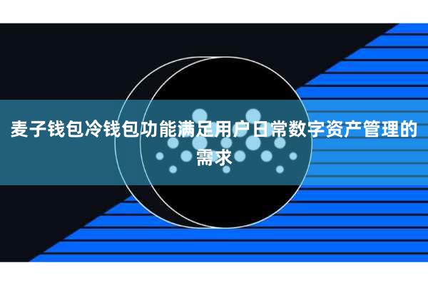 麦子钱包冷钱包功能满足用户日常数字资产管理的需求